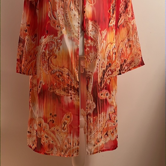 Cardigan Colorful Long Sleeve Tunic Cardigan Top with Ties in front Size 12 - Picture 4 of 8